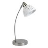 Simple Designs Brushed Nickel Desk Lamp with White Porcelain Flower Shade LD1000-WHT
